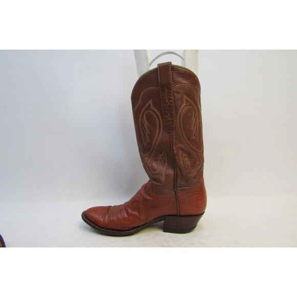 Cowtown Mens Size 9 D Brown Leather Lizard Cowboy Western Boots